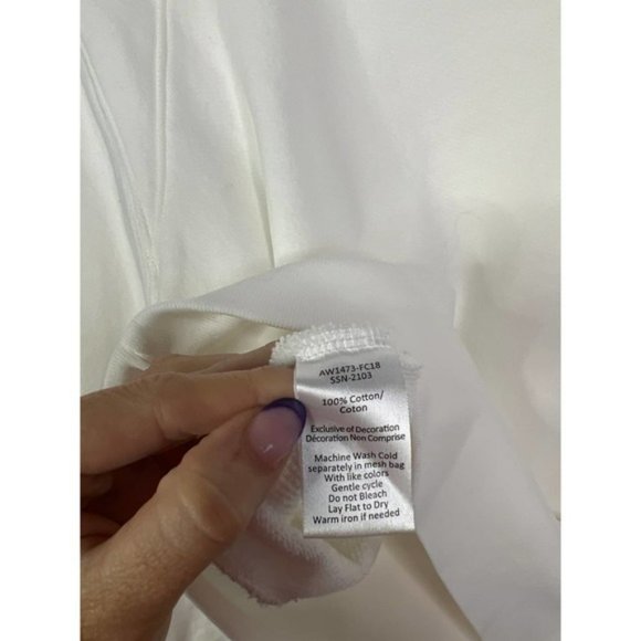 ATM French Terry Garment  Dye Vintage Raglan Sweater Women's White Size: L NWOT - Picture 9 of 10